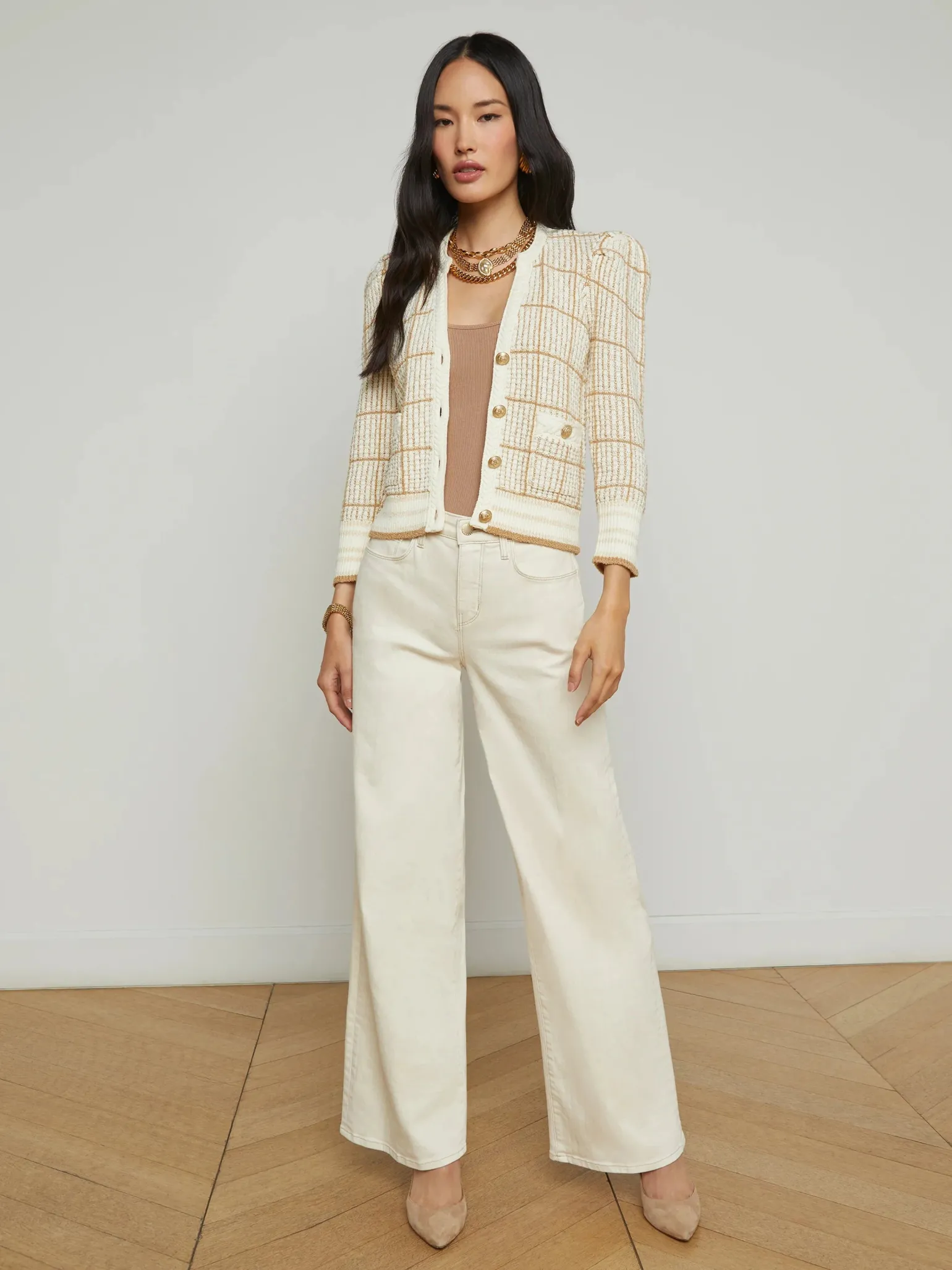 Jenni Cardigan Ivory/Cappuccino Multi