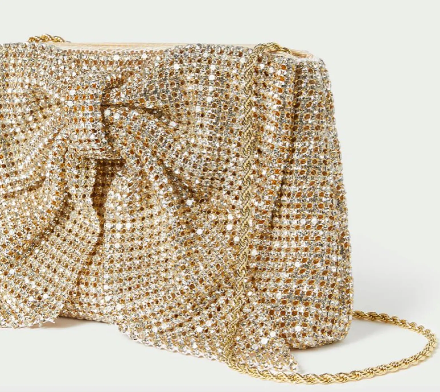 Jolene Diamante Bow Clutch Gold