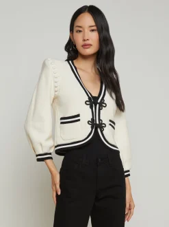 Kaito Cropped Cardigan Ivory/Black