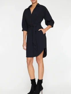 Kate Crepe Belted Dress Black Onyx