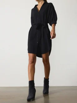 Kate Crepe Belted Dress Black Onyx