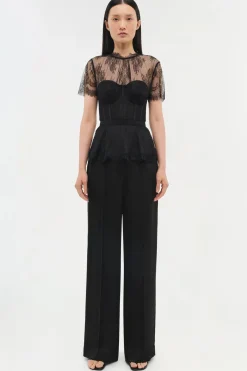 Kehlani Lace Short Sleeve Bustier Top Black