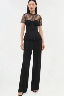 Kehlani Lace Short Sleeve Bustier Top Black