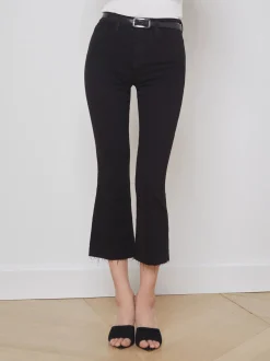 Kendra High Rise Crop Flare Black