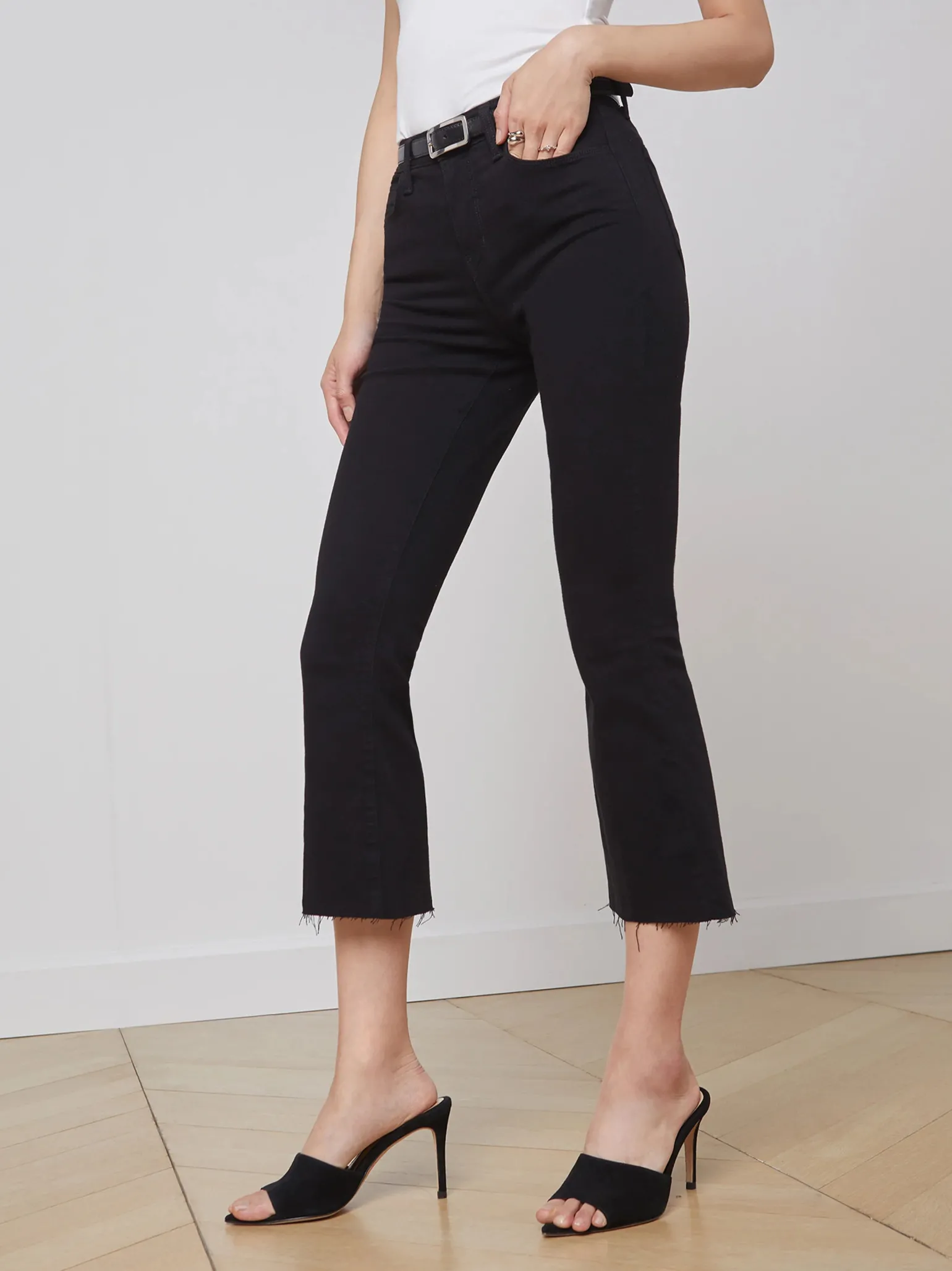 Kendra High Rise Crop Flare Black