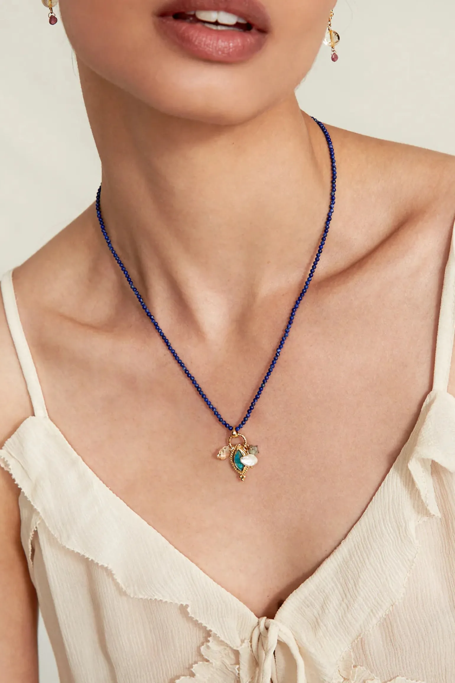 Lapis Mix - TAVI CHARM NECKLACE LAPIS MIX by Chan Lou