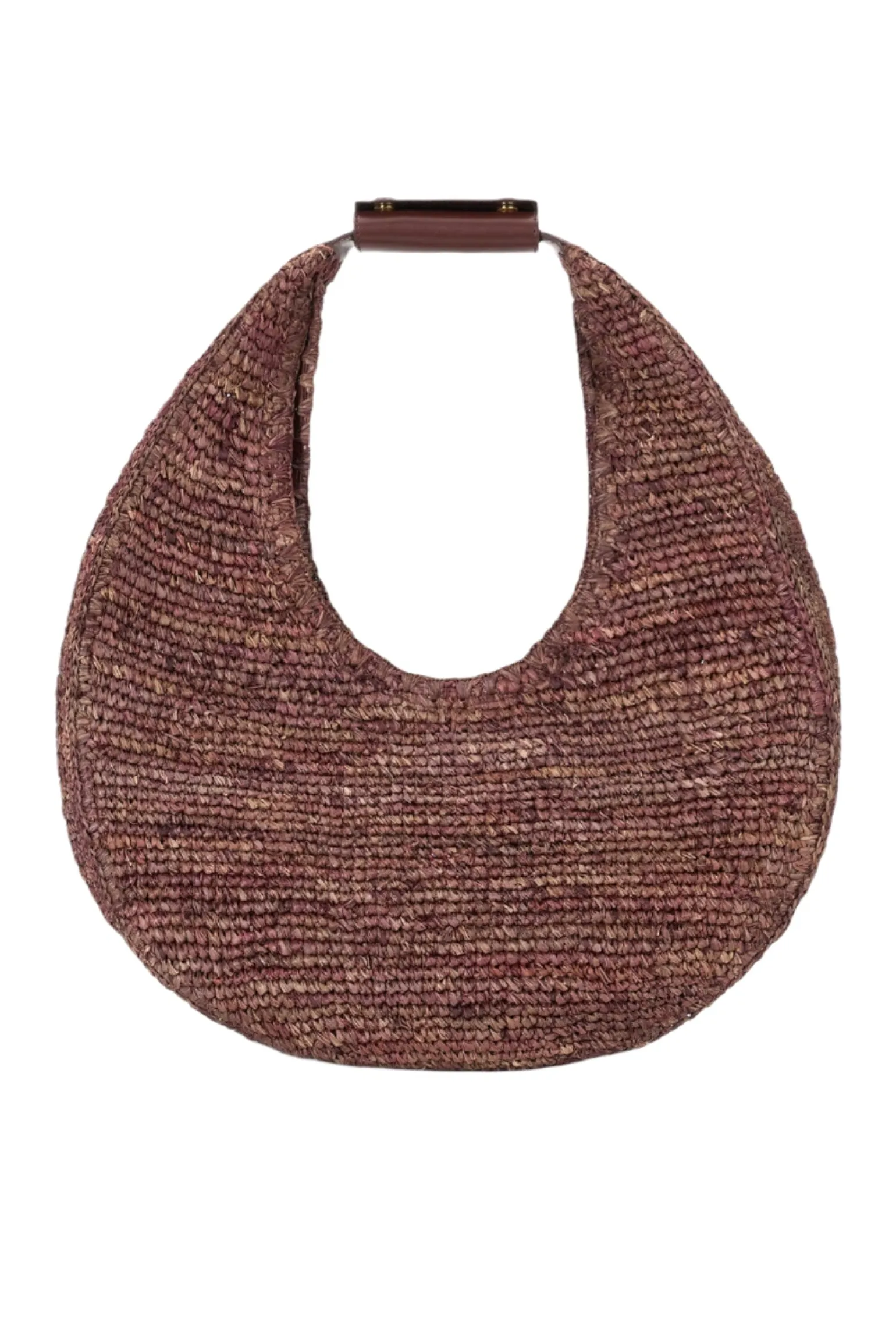 Large Raffia Moon Tote Bag Mahogany