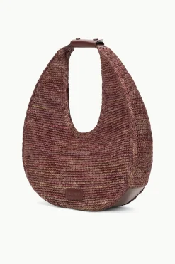 Large Raffia Moon Tote Bag Mahogany