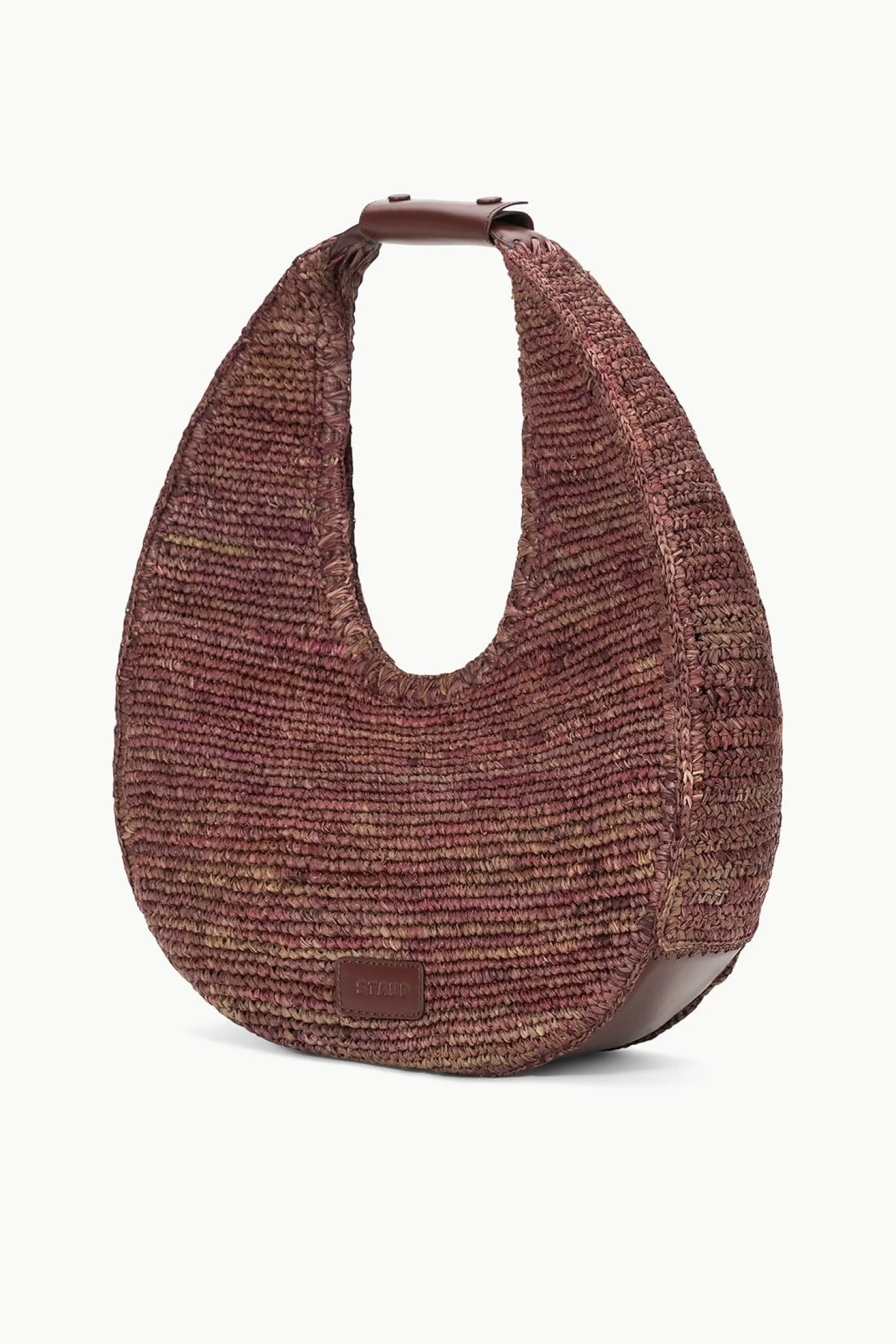Large Raffia Moon Tote Bag Mahogany
