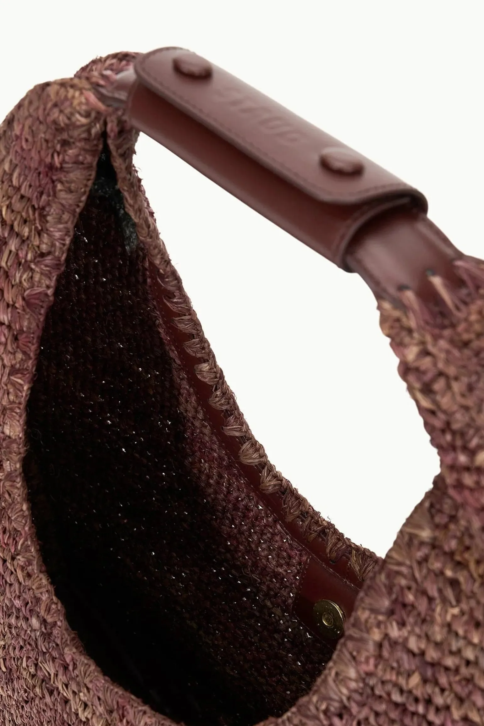 Large Raffia Moon Tote Bag Mahogany