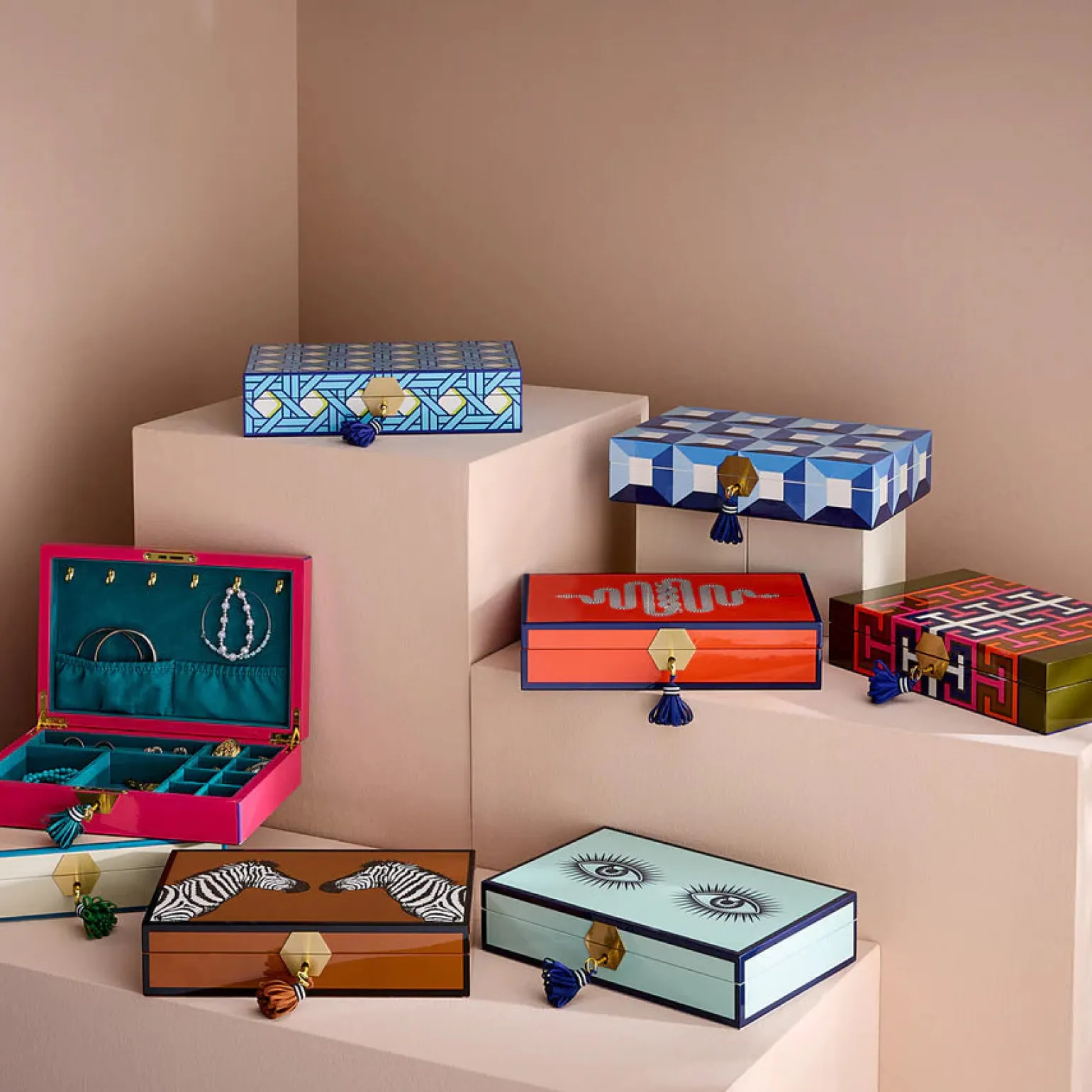 Le Wink Lacquer Jewelry Box Blue/Lavender