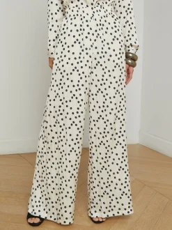 Lillian Wide Leg Pant Ecru/Black Polka Dot