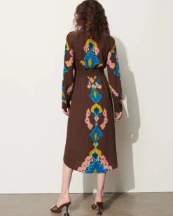 Loretta Dress Inkblot Irate Espresso Brown