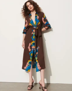 Loretta Dress Inkblot Irate Espresso Brown