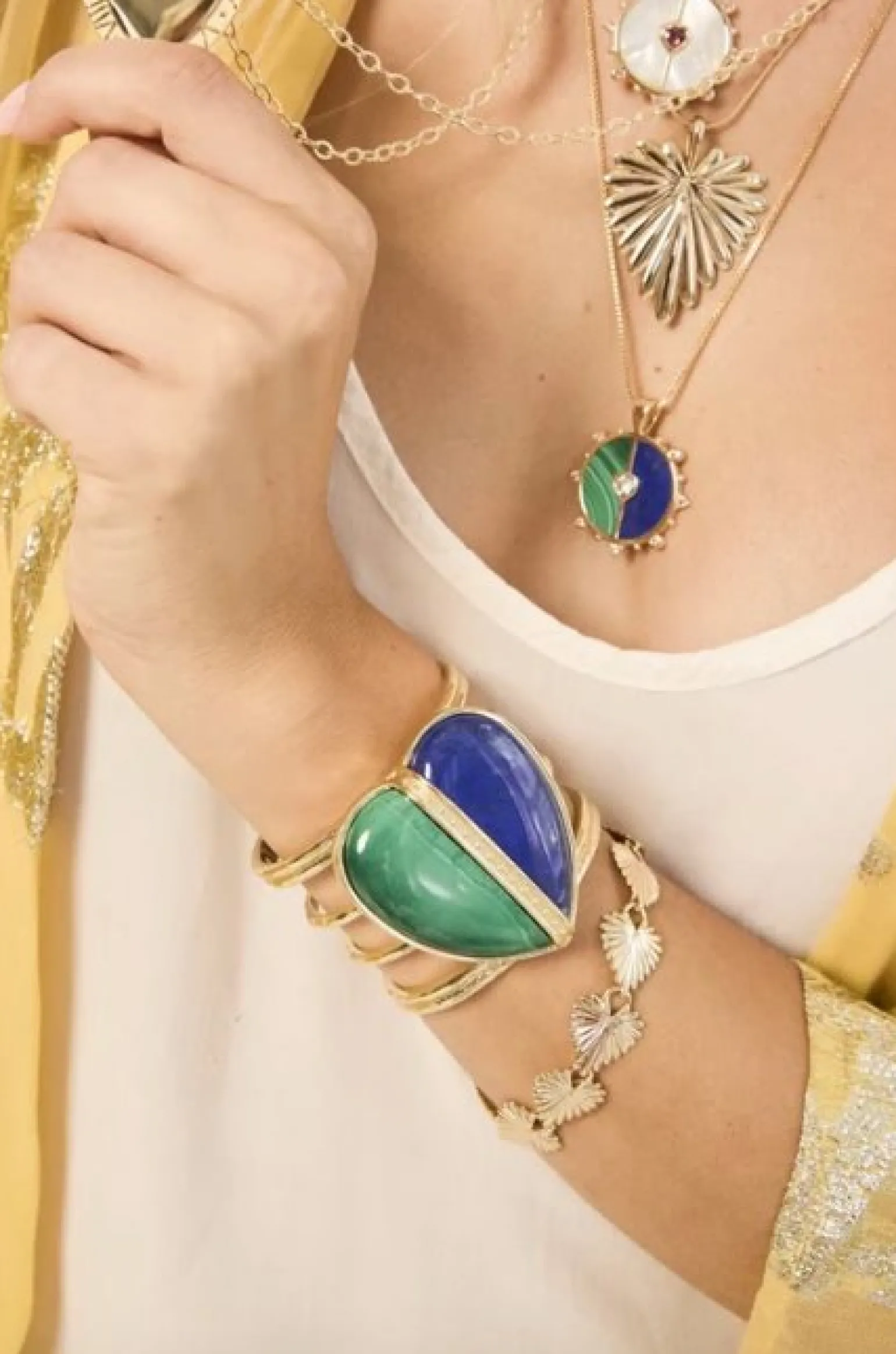 Love Split Carry Your Heart Cuff Lapis And Malachite