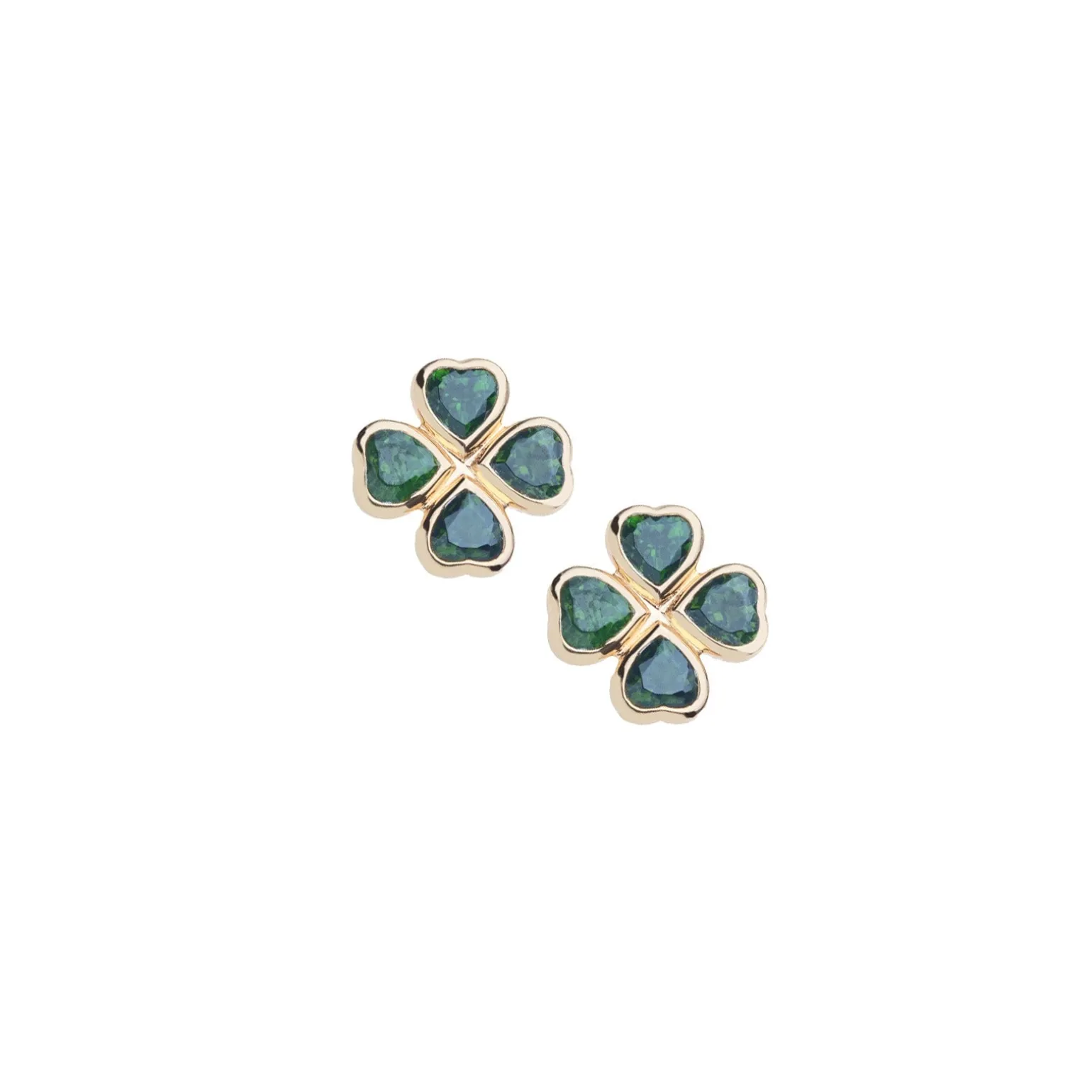 Lucky Clover Heart Earrings Green
