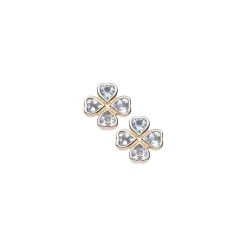 Lucky Clover Heart Earrings White