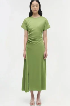 Marabella Satin Midi Dress Deep Peridot