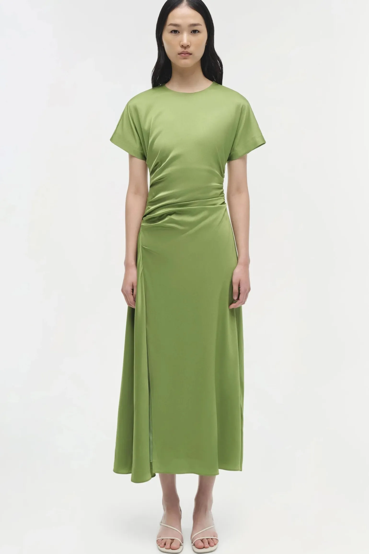 Marabella Satin Midi Dress Deep Peridot