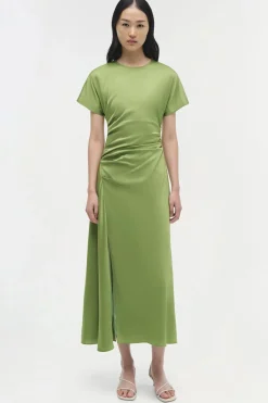 Marabella Satin Midi Dress Deep Peridot