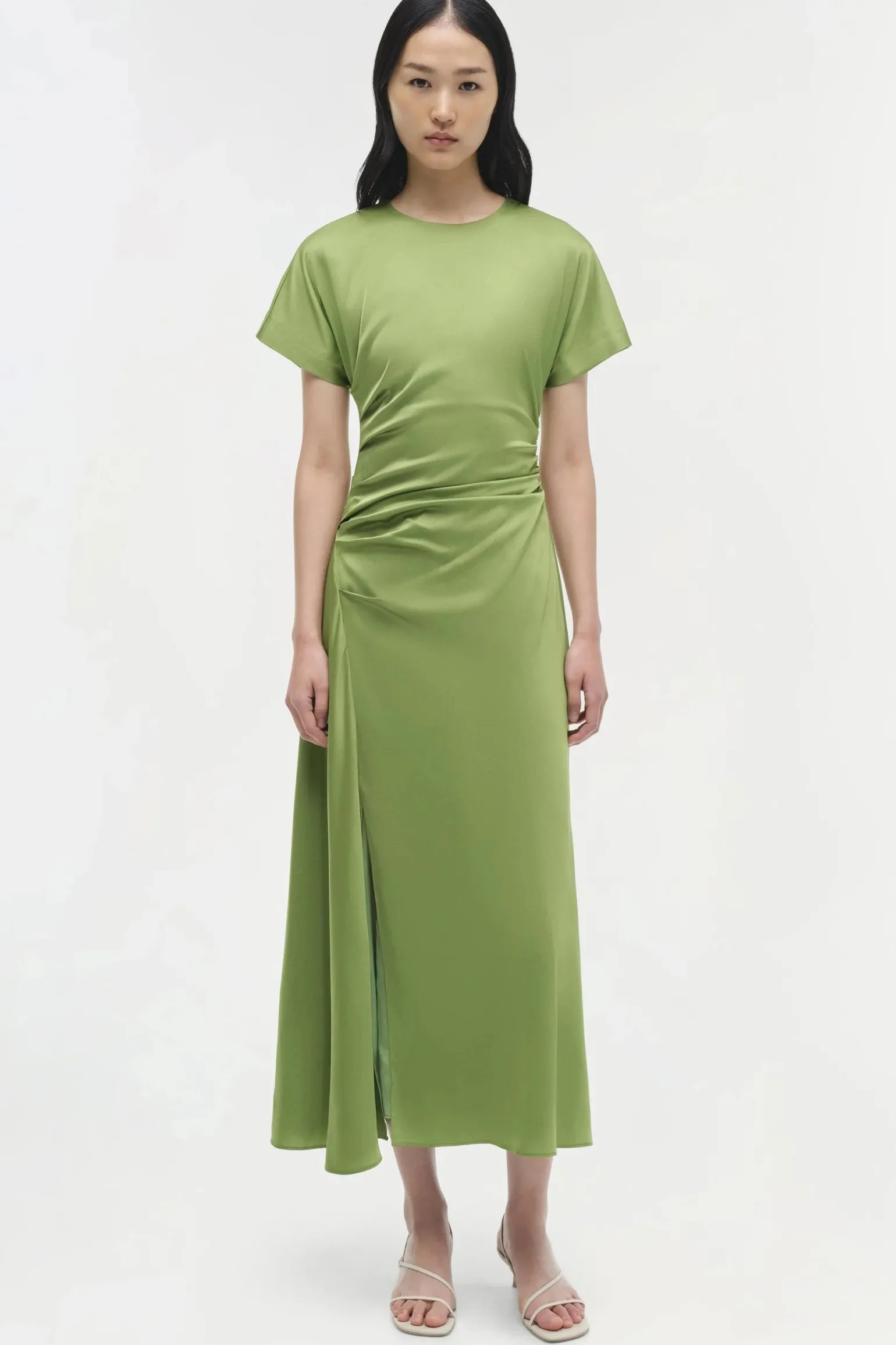 Marabella Satin Midi Dress Deep Peridot