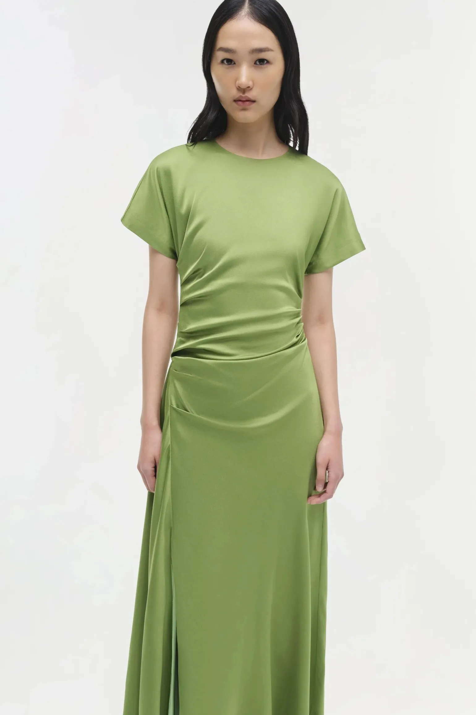 Marabella Satin Midi Dress Deep Peridot