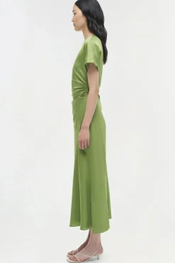 Marabella Satin Midi Dress Deep Peridot