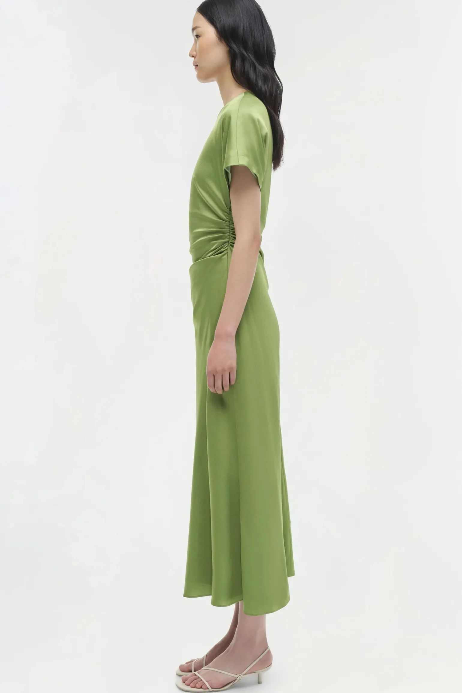 Marabella Satin Midi Dress Deep Peridot