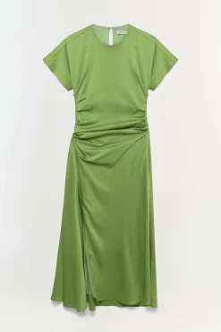 Marabella Satin Midi Dress Deep Peridot