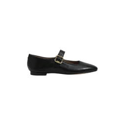 Michaela Mary Jane Flat Black Leather