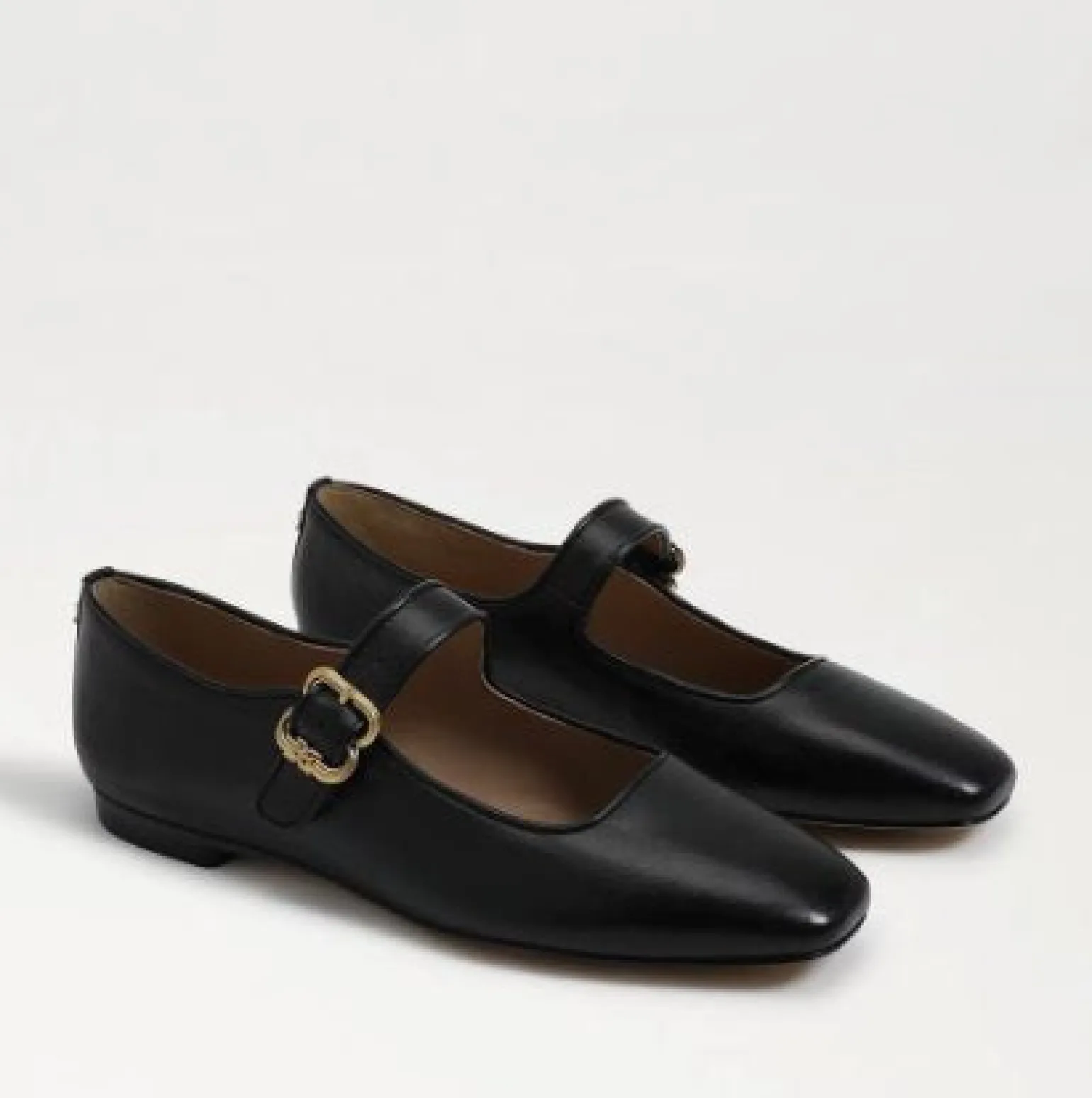 Michaela Mary Jane Flat Black Leather