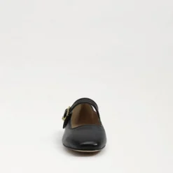 Michaela Mary Jane Flat Black Leather