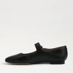 Michaela Mary Jane Flat Black Leather