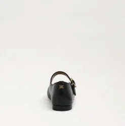 Michaela Mary Jane Flat Black Leather