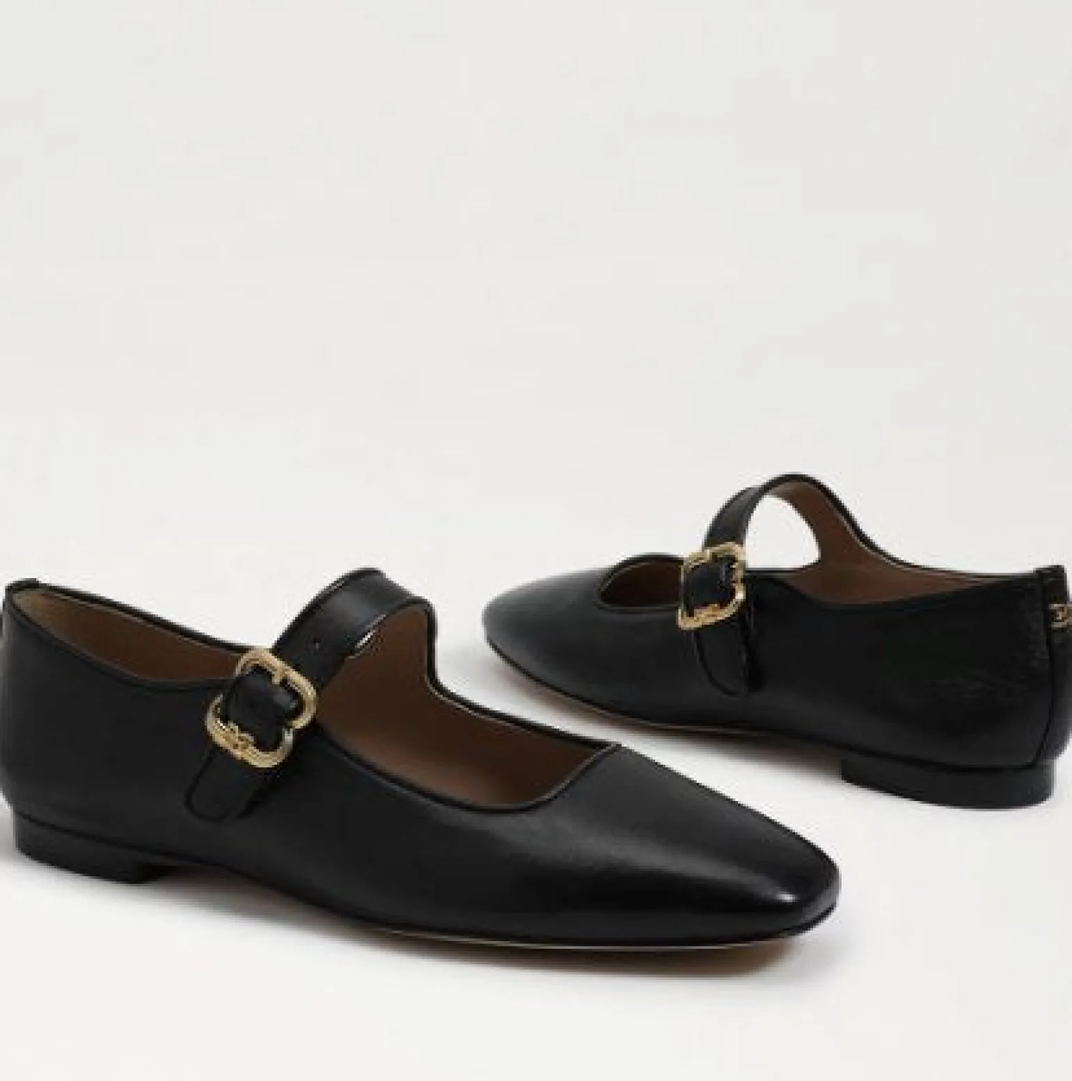 Michaela Mary Jane Flat Black Leather