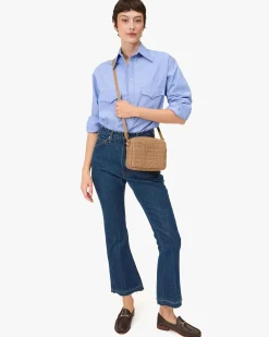 Midi Sac Leather & Suede Woven Checker Clay