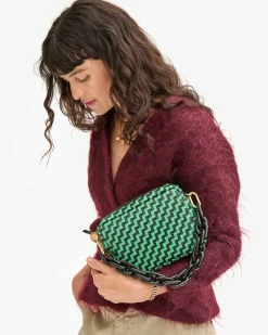 Midi Sac Woven Mint Opal/Black Zig Zag