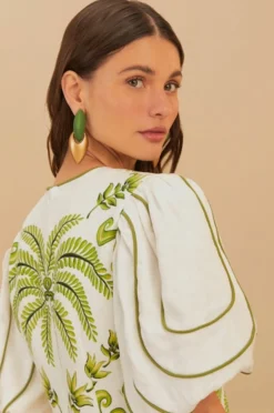 Milani Off-White V-Neck Short Sleeve Mini Dress