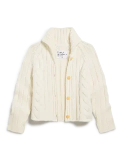 Mini Cotswolds Cropped Cable Knit Cardigan Ivory