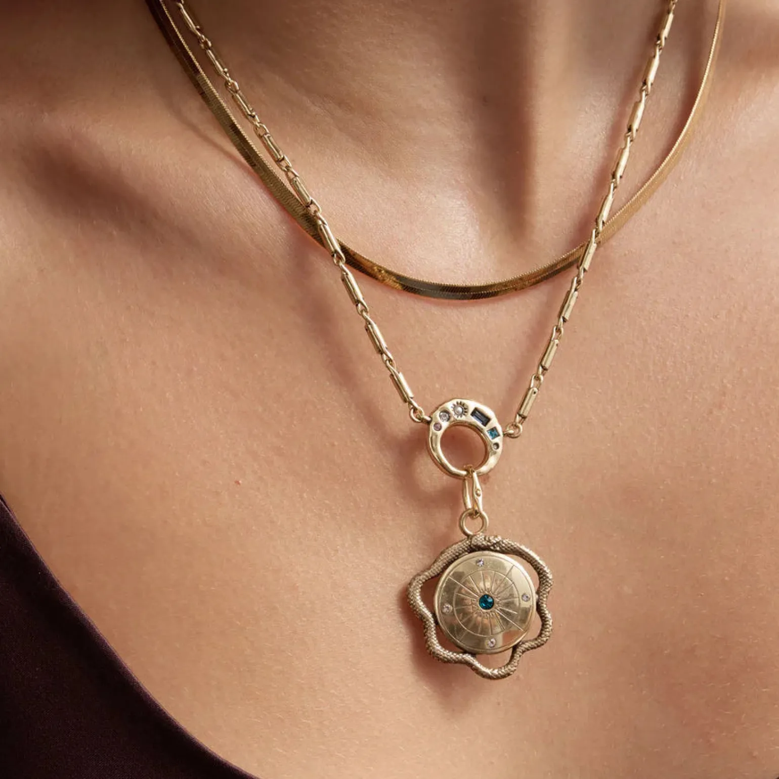 Montgomery Charm Necklace Antique Gold