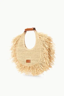 Moon Raffia Tote Bag Natural Fringe