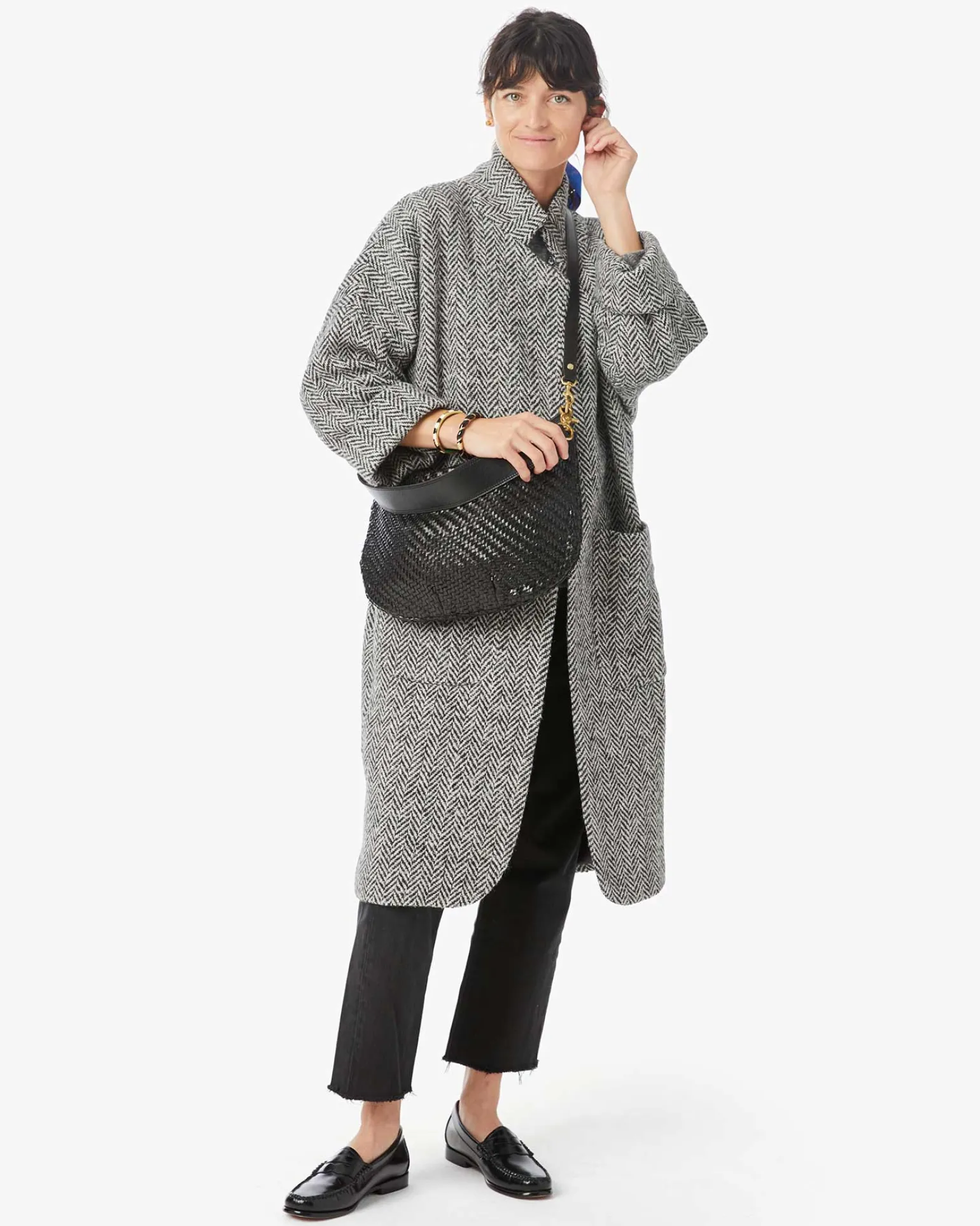 Moyen Messenger Black Woven Zig Zag