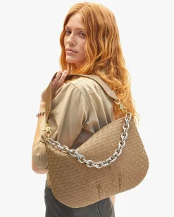 Moyen Messenger Leather & Suede Woven Checker Clay