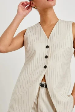 Mylah Vest Birch Pinstripe