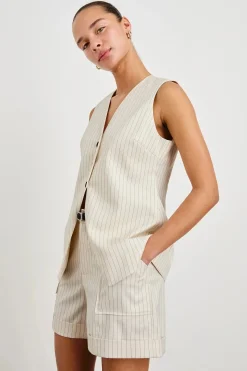 Mylah Vest Birch Pinstripe