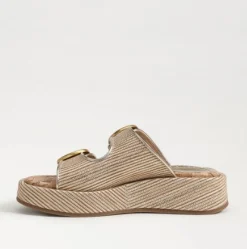 Nerissa Platform Slide Sandal Sunny Gold Faux Raffia