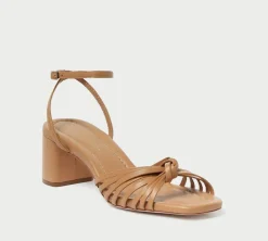 Olivia Leather Knot Mid Heel Sandal Dune