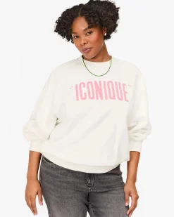 Oversized Sweatshirt Oyster White w/ Peony Iconique