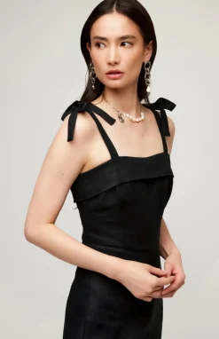 Paloma Tie Strap Linen Jumpsuit Black