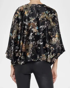 Parma Kimono Sleeve Blouse Black Multi Tapestry Jungle